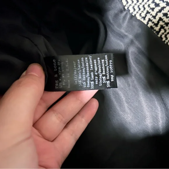 $895 Rag & Bone Bowery Tweed Jacket Removable Sleeves Wool and Lamb Leather - Picture 4 of 4